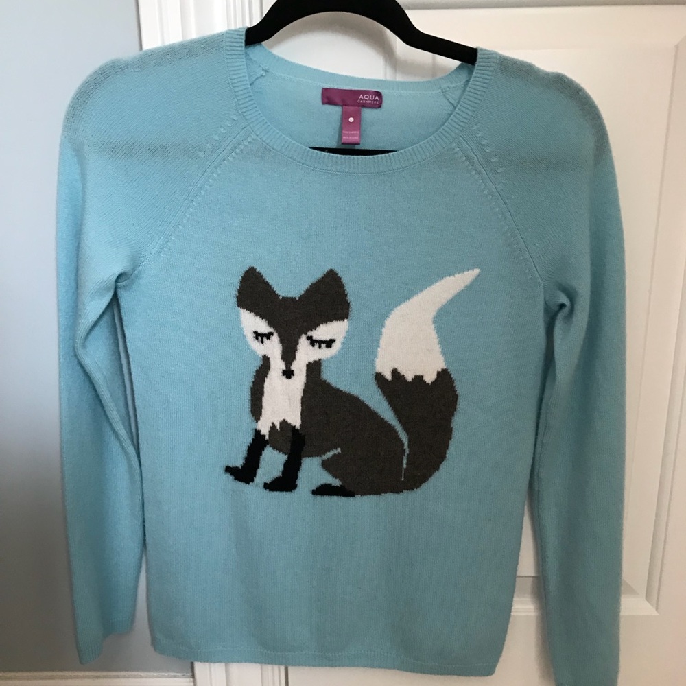 Aqua Cashmere Fox Sweater
